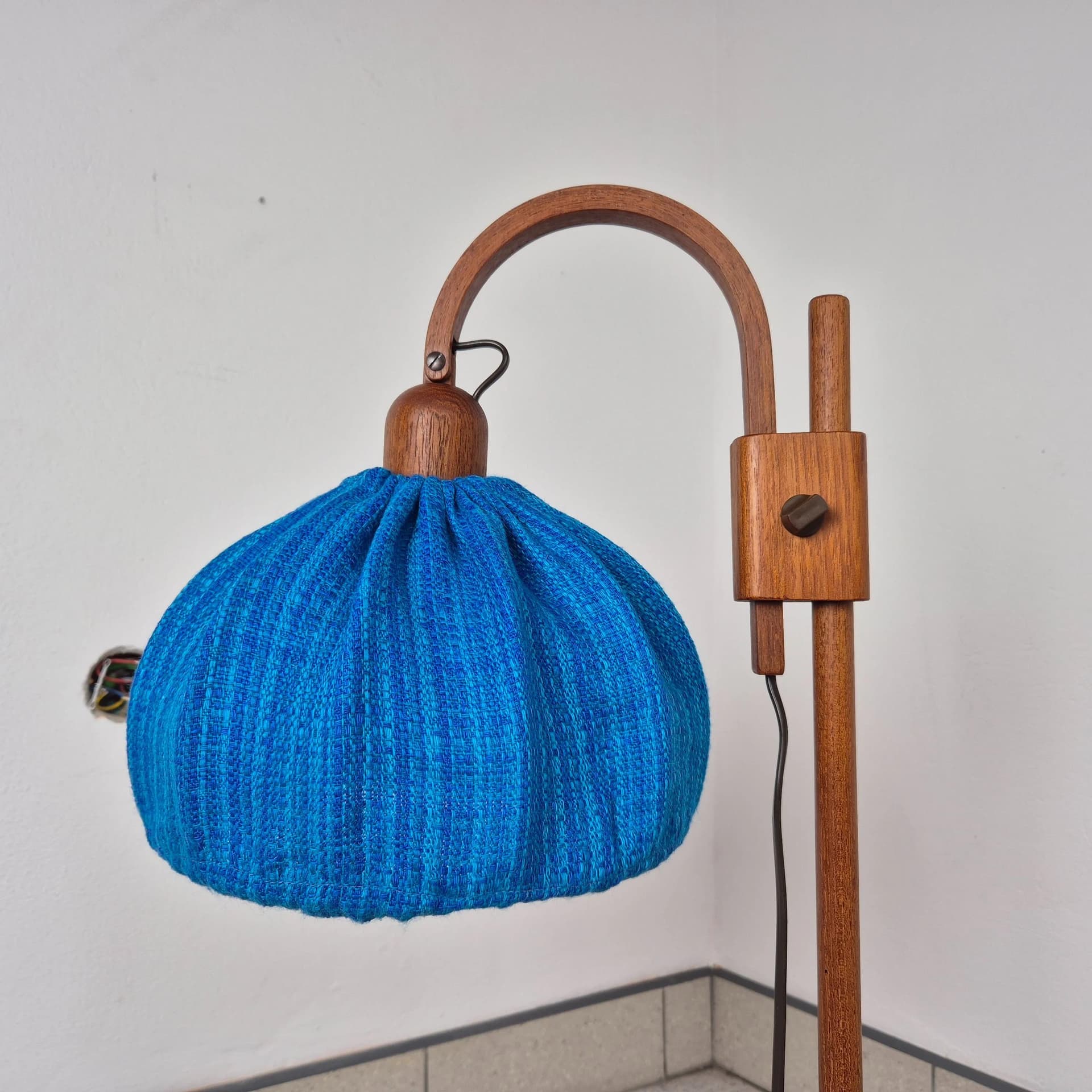 Lampa biurkowa, teak niebieski, Domus, Niemcy, lata 70. - 69227