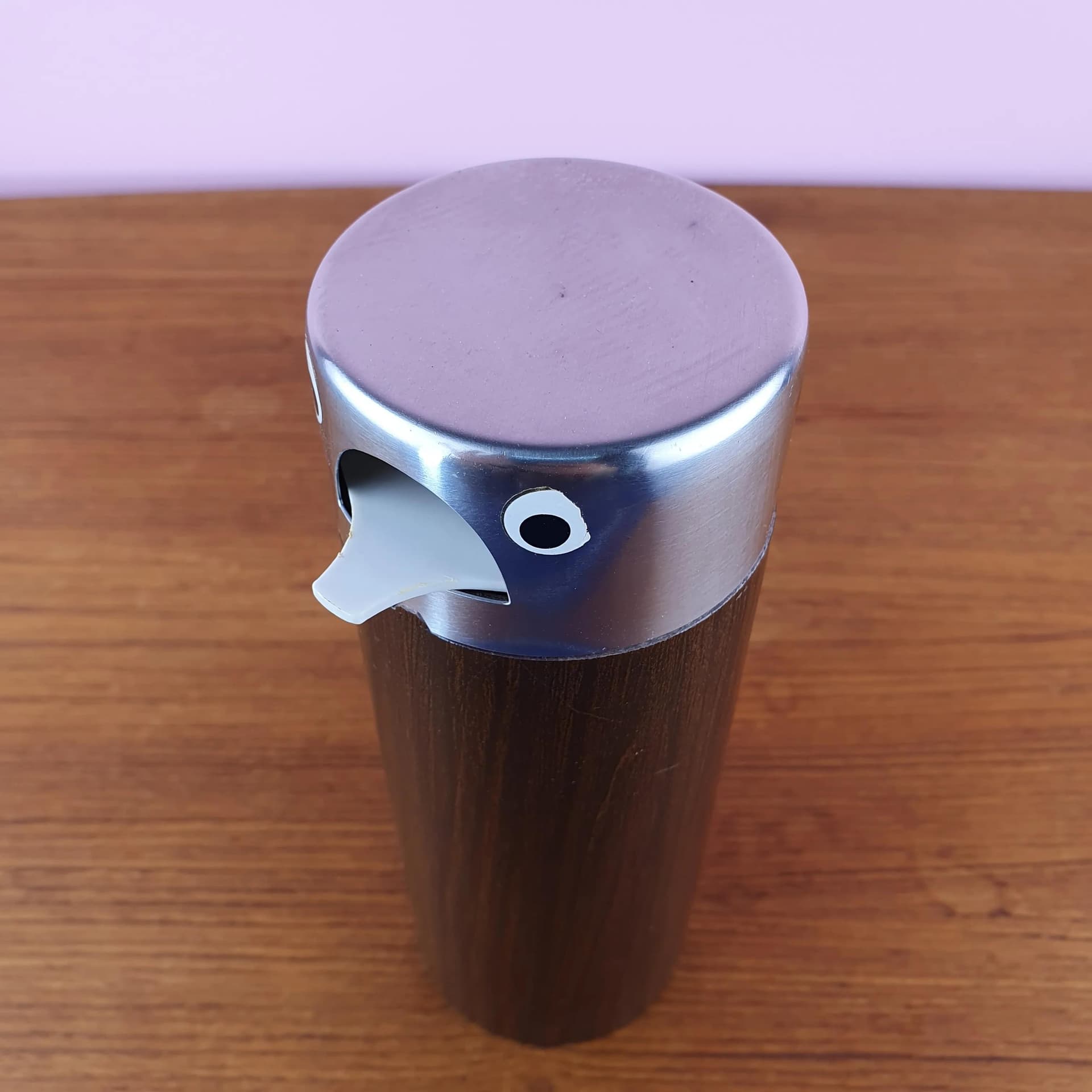 Penguin Container, stainless steel, brown plastic, WMF, Germany, 1970s. - 69157