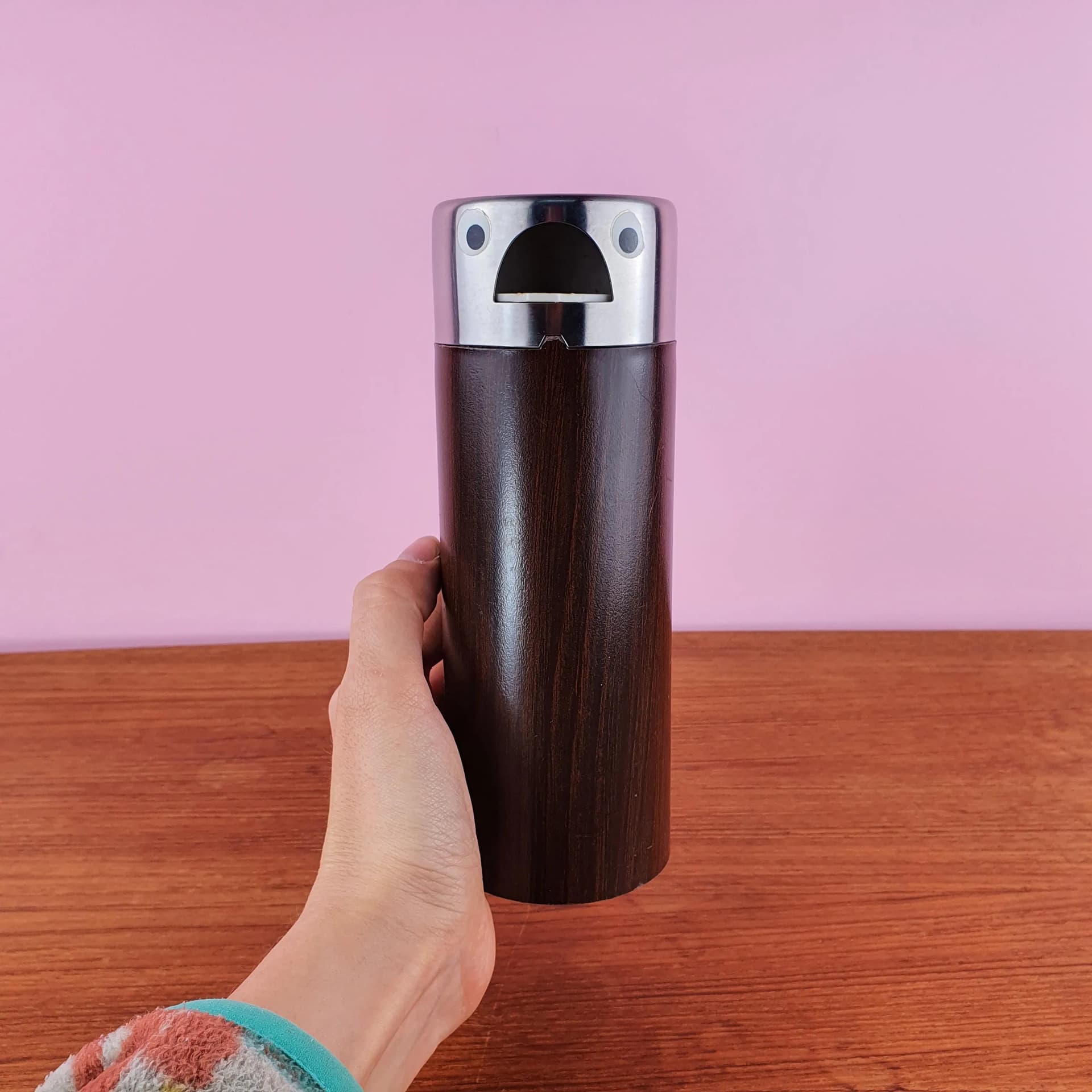 Penguin Container, stainless steel, brown plastic, WMF, Germany, 1970s. - 69158