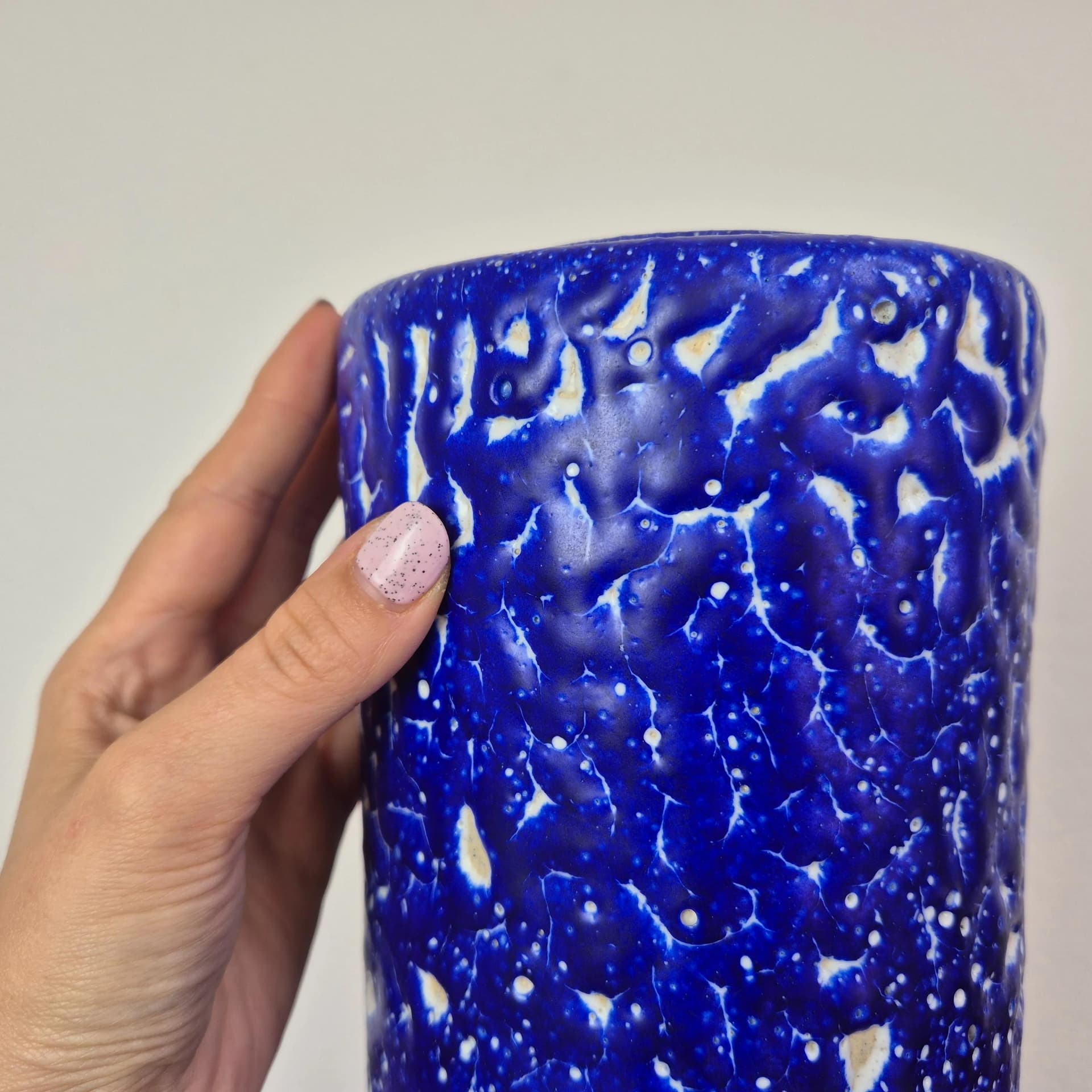 Wazon fat lava, ceramika niebieska, Kunsttöpferei Unterstab Langenhessen, Niemcy, lata 60. - 69122