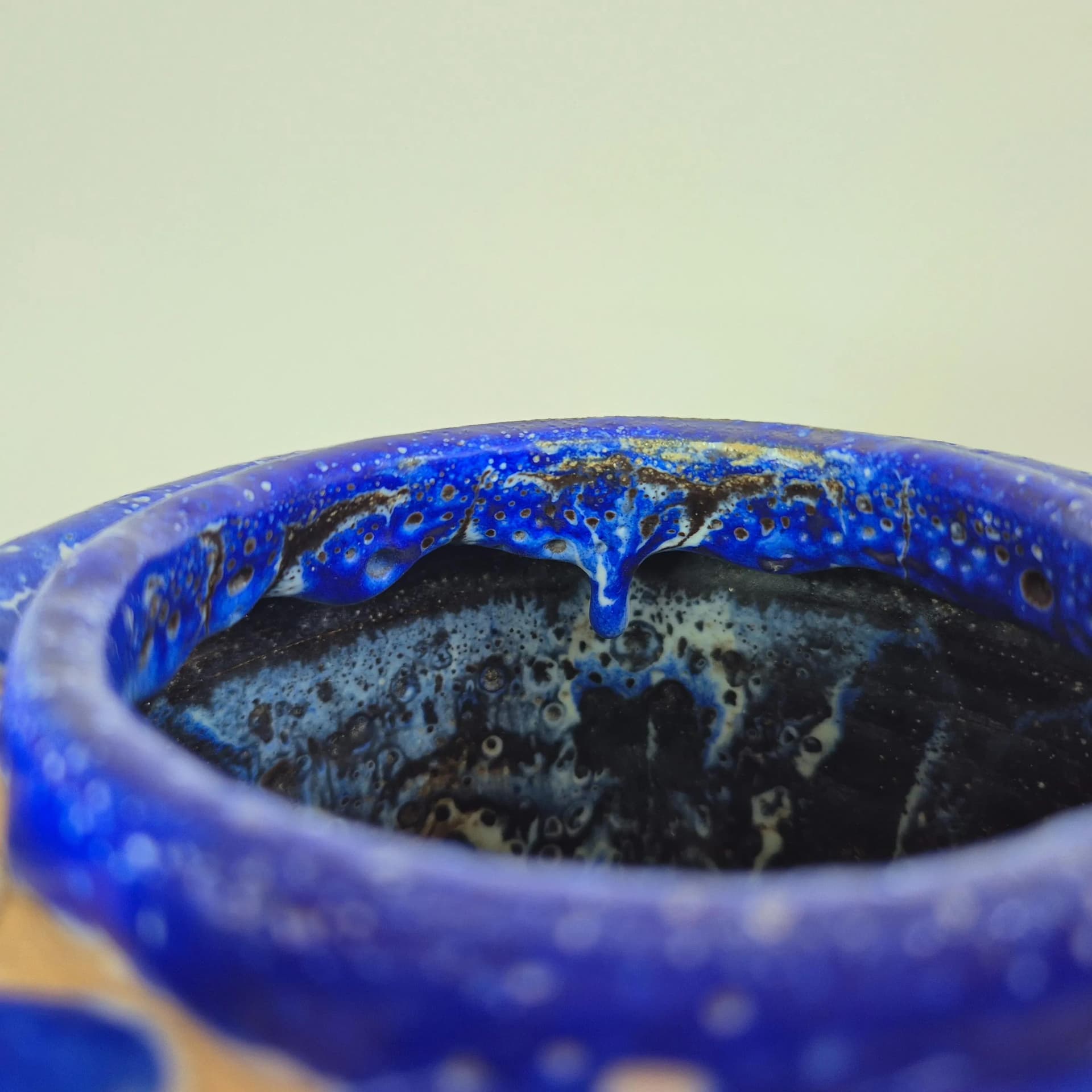 Wazon fat lava, ceramika niebieska, Kunsttöpferei Unterstab Langenhessen, Niemcy, lata 60. - 69119