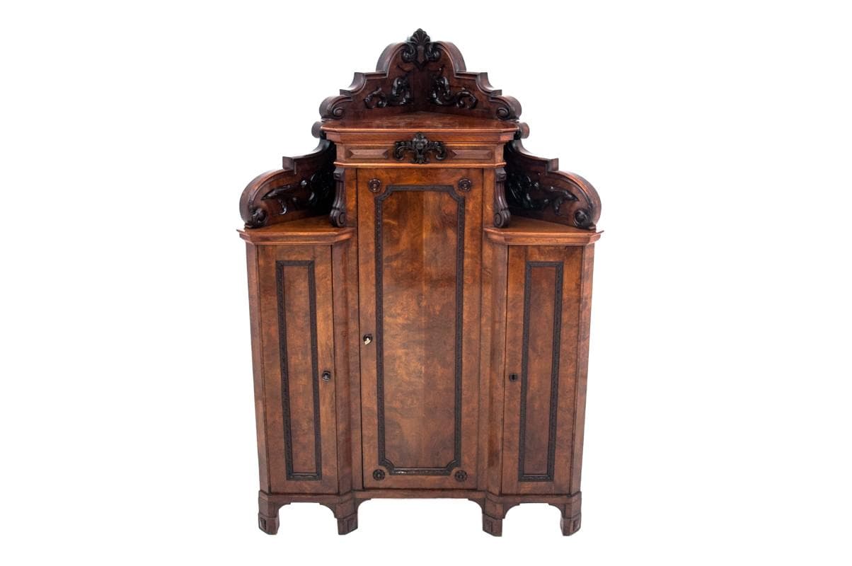 Brown Corner Cabinet, Baroque Style, France, Late 19th to Early 20th Century