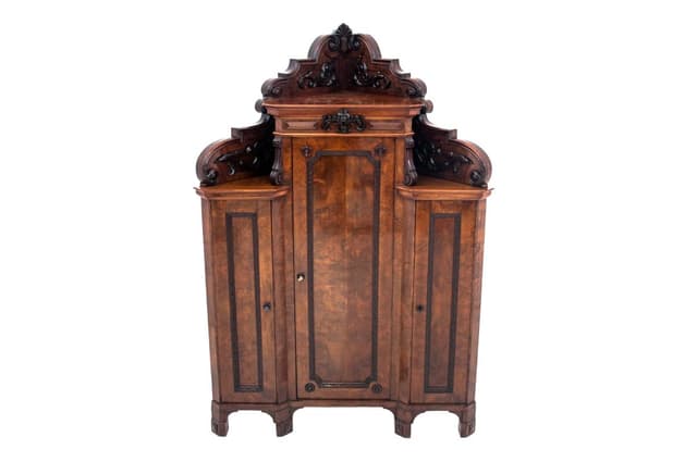 Brown Corner Cabinet, Baroque Style, France, Late 19th to Early 20th Century - DIMENSION