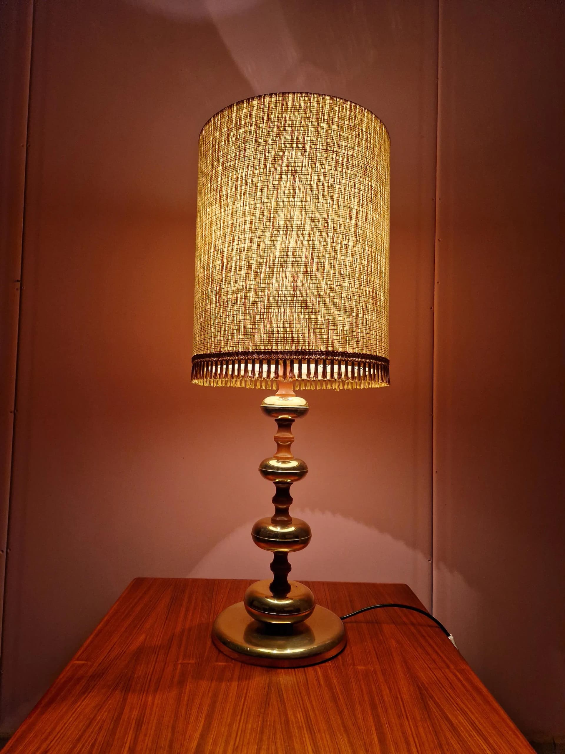 Table lamp, Veb Narva, brass beige, Germany, 1960s. - 69043