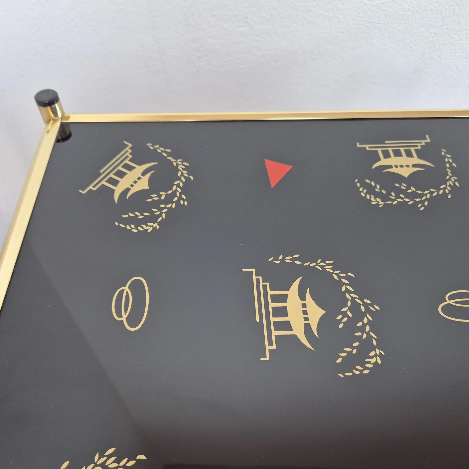 Bar cart Brussel, golden aluminum, black glass, Germany, 1970s. - 69026