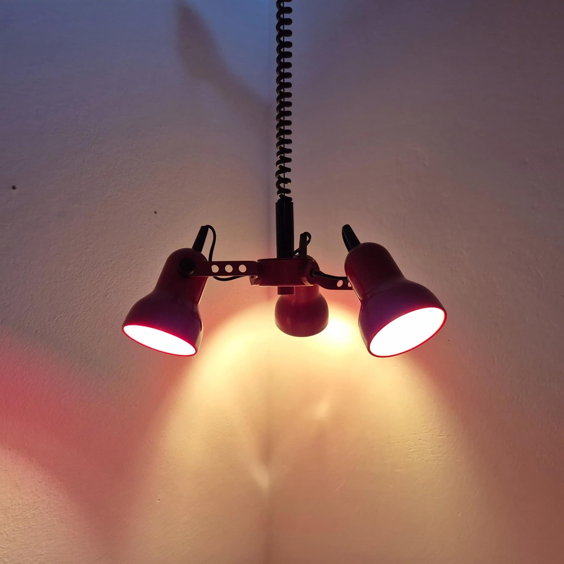 Pendant Lamp, red, metal, Hustadt Leuchten, Germany, 1980s. - 69001