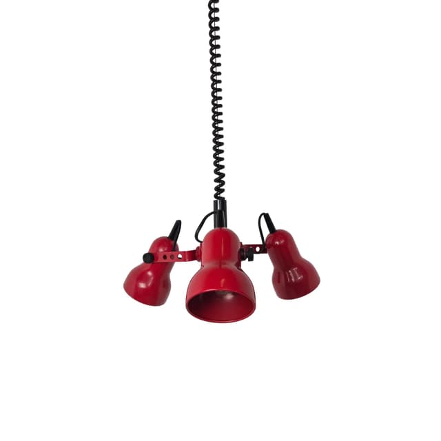 Pendant Lamp, red, metal, Hustadt Leuchten, Germany, 1980s. - DIMENSION