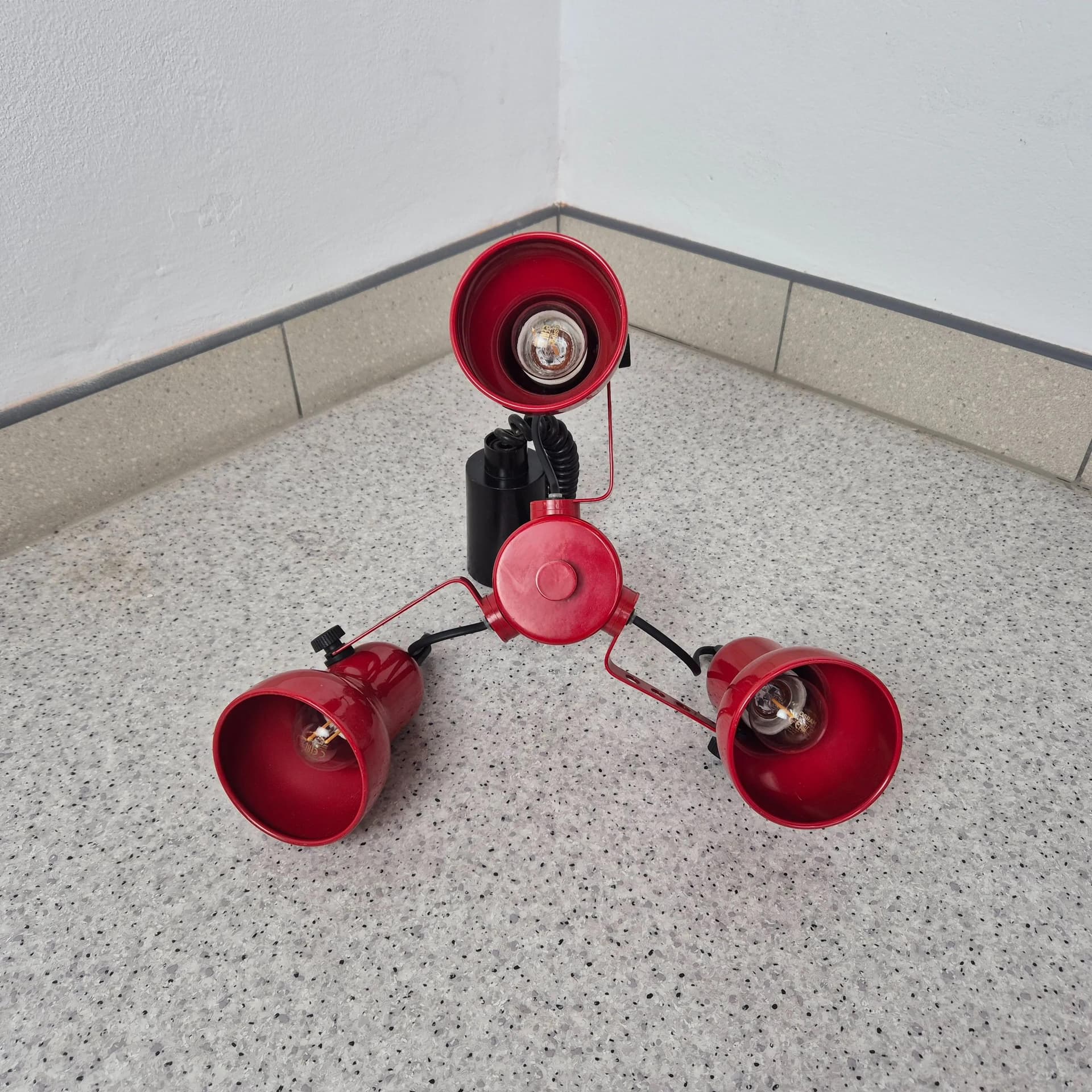 Pendant Lamp, red, metal, Hustadt Leuchten, Germany, 1980s. - 68997