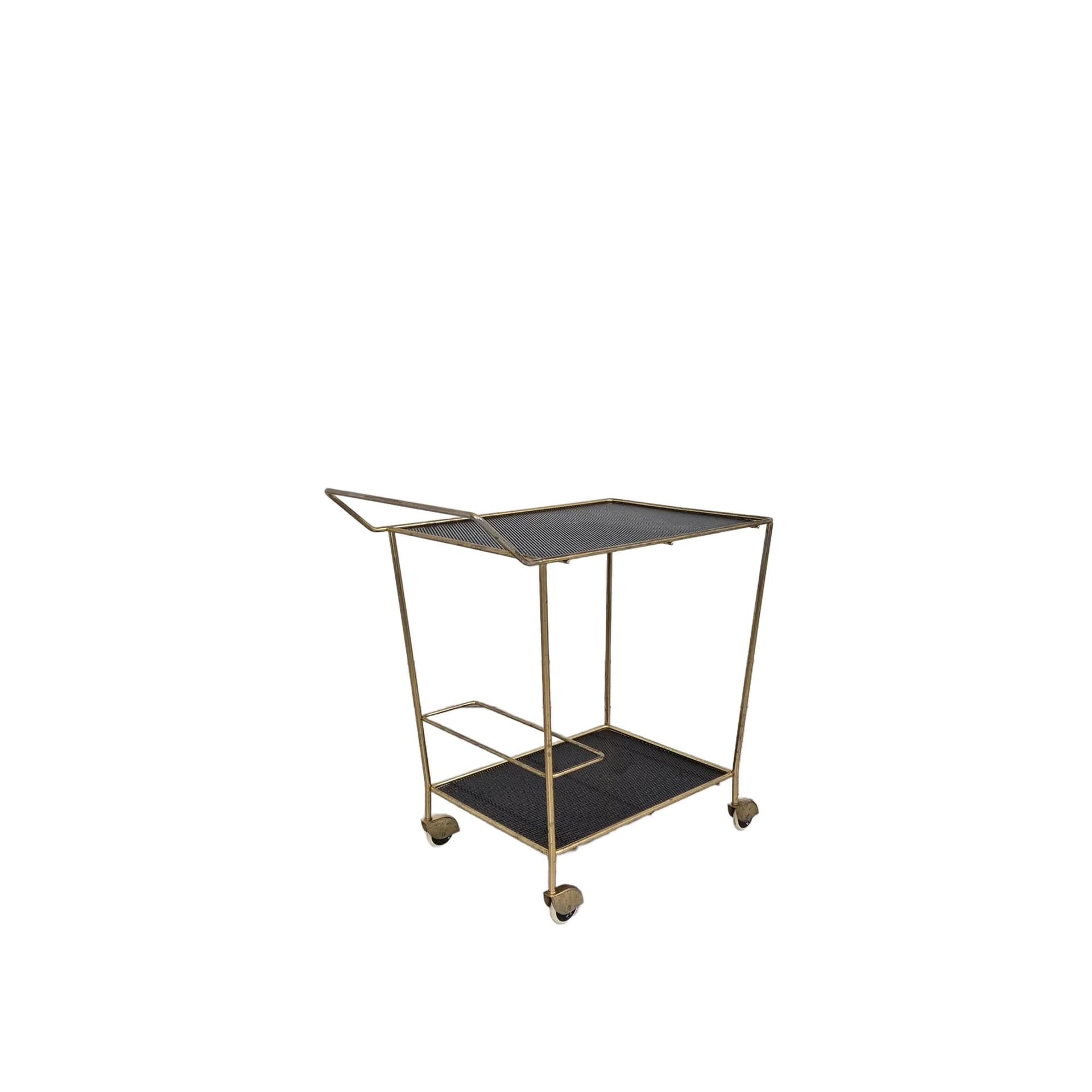 Bar cart, golden, metal, France, 1950s.