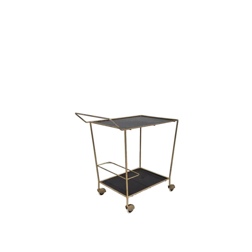 Bar cart, golden, metal, France, 1950s.