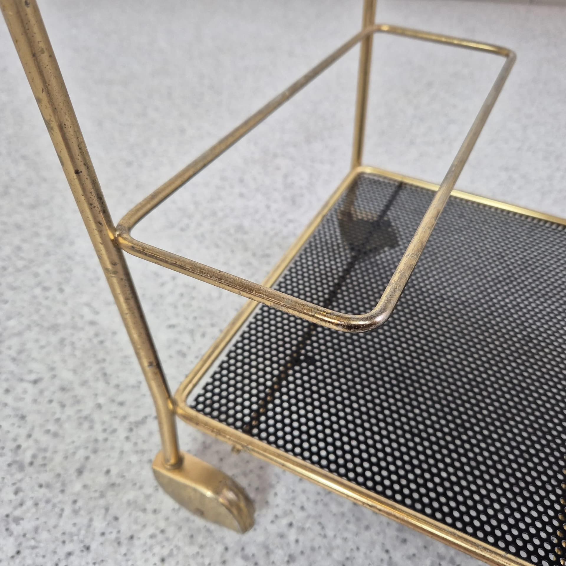 Bar cart, golden, metal, France, 1950s. - 68924