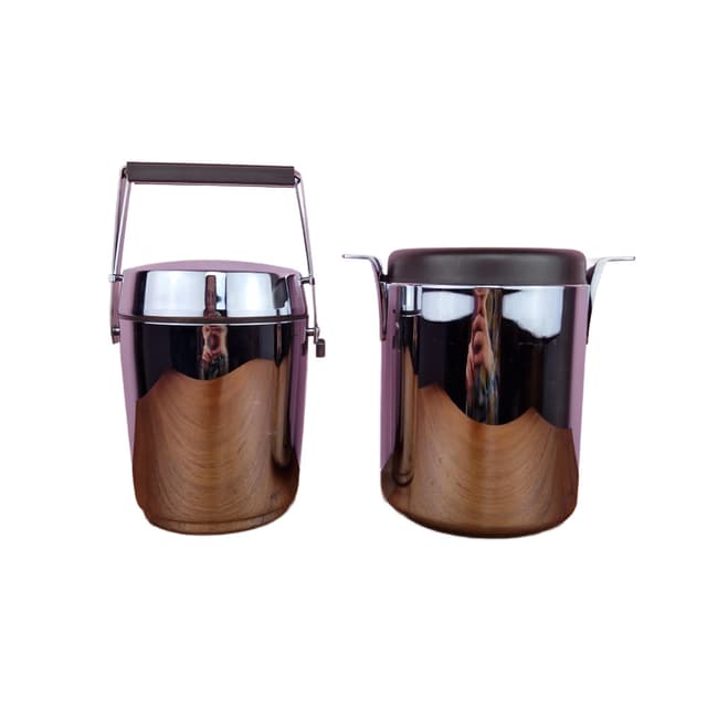 Zestaw pojemników na lód i cooler, chrom szkło, Alfi, Niemcy, lata 70. - WYMIARY