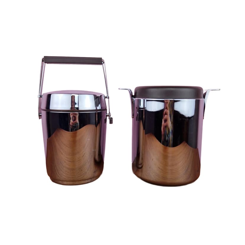 Set of ice bucket and cooler, chrome glass, Alfi, Germany, 1970s