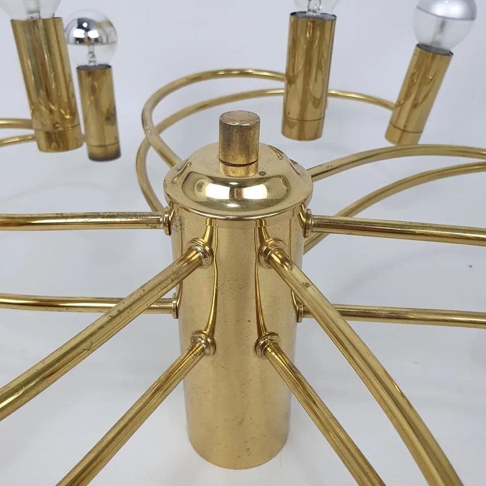 Lampa sufitowa Helestra, mosiądz złoty, proj. H. W. Hegger, Niemcy, lata 70. - 68890