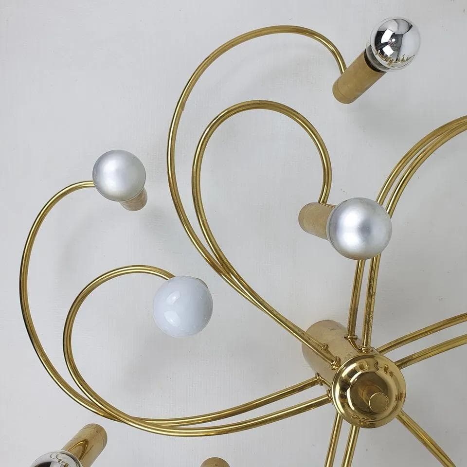 Lampa sufitowa Helestra, mosiądz złoty, proj. H. W. Hegger, Niemcy, lata 70. - 68891