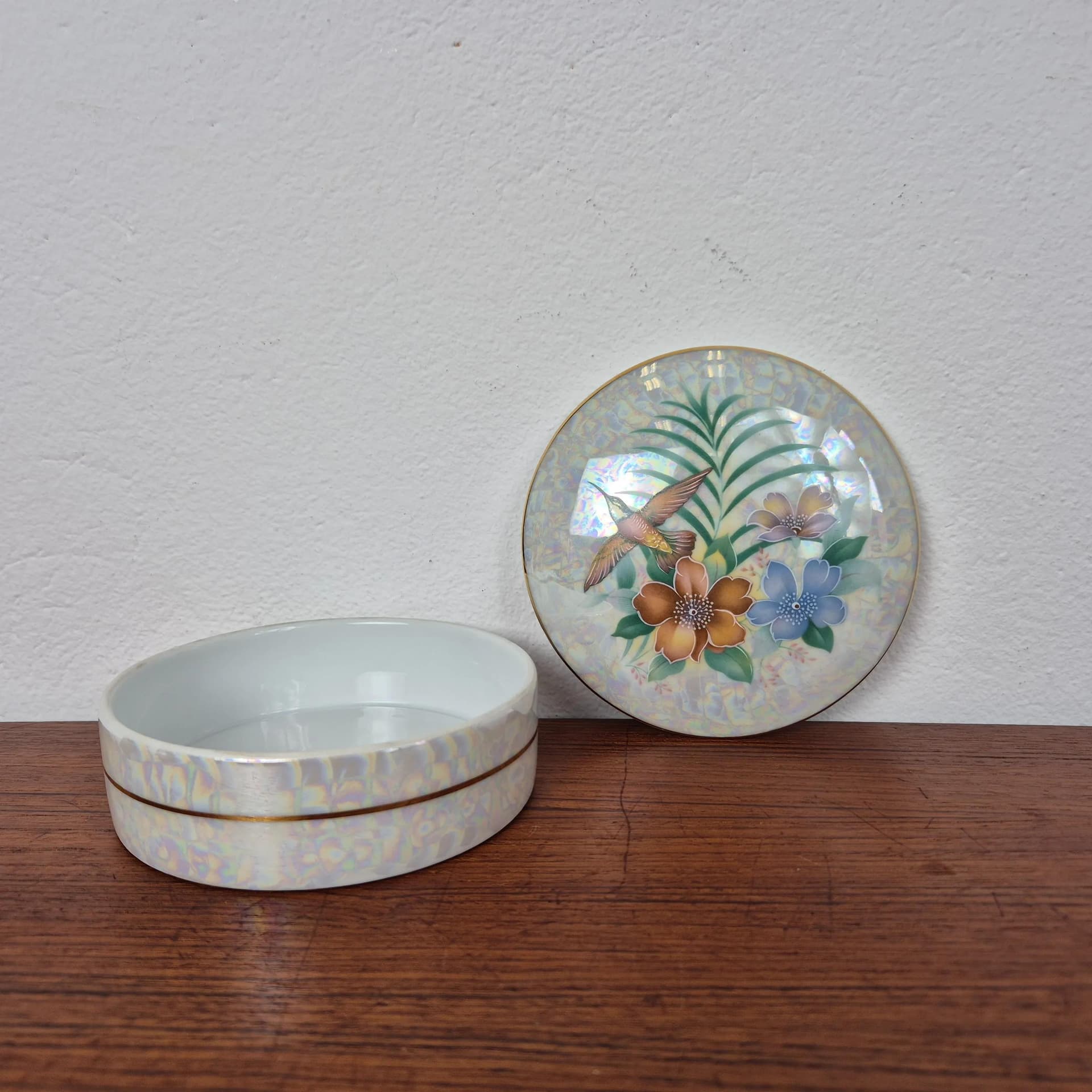 Puzderko, Limoges, porcelana multikolor, Francja, lata 60. - 68881