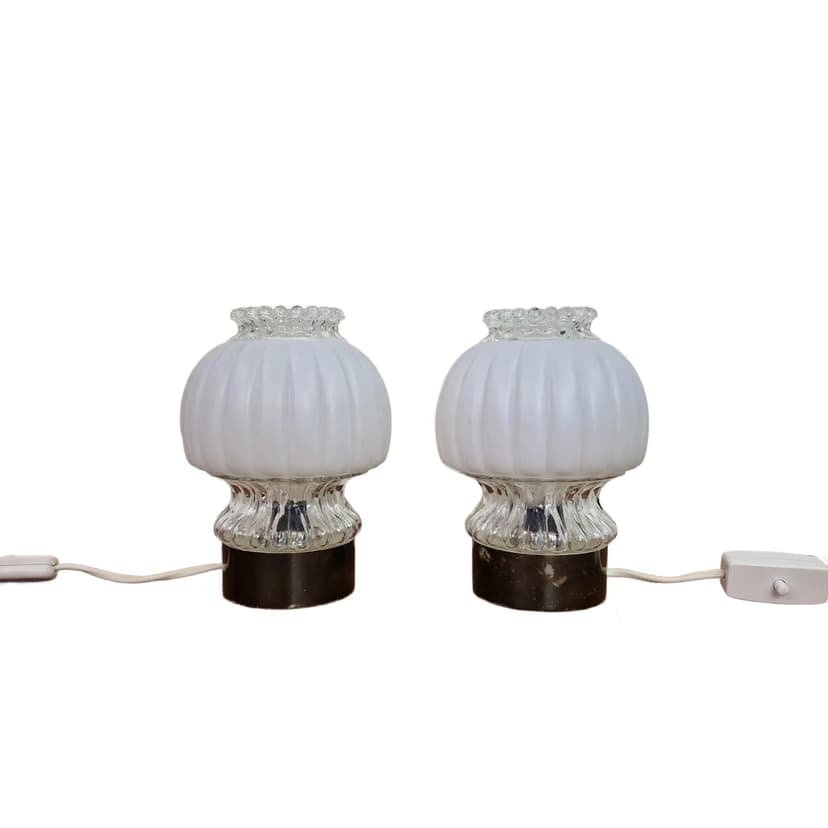 Para lampek nocnych, szkło białe, Niemcy, lata 60.