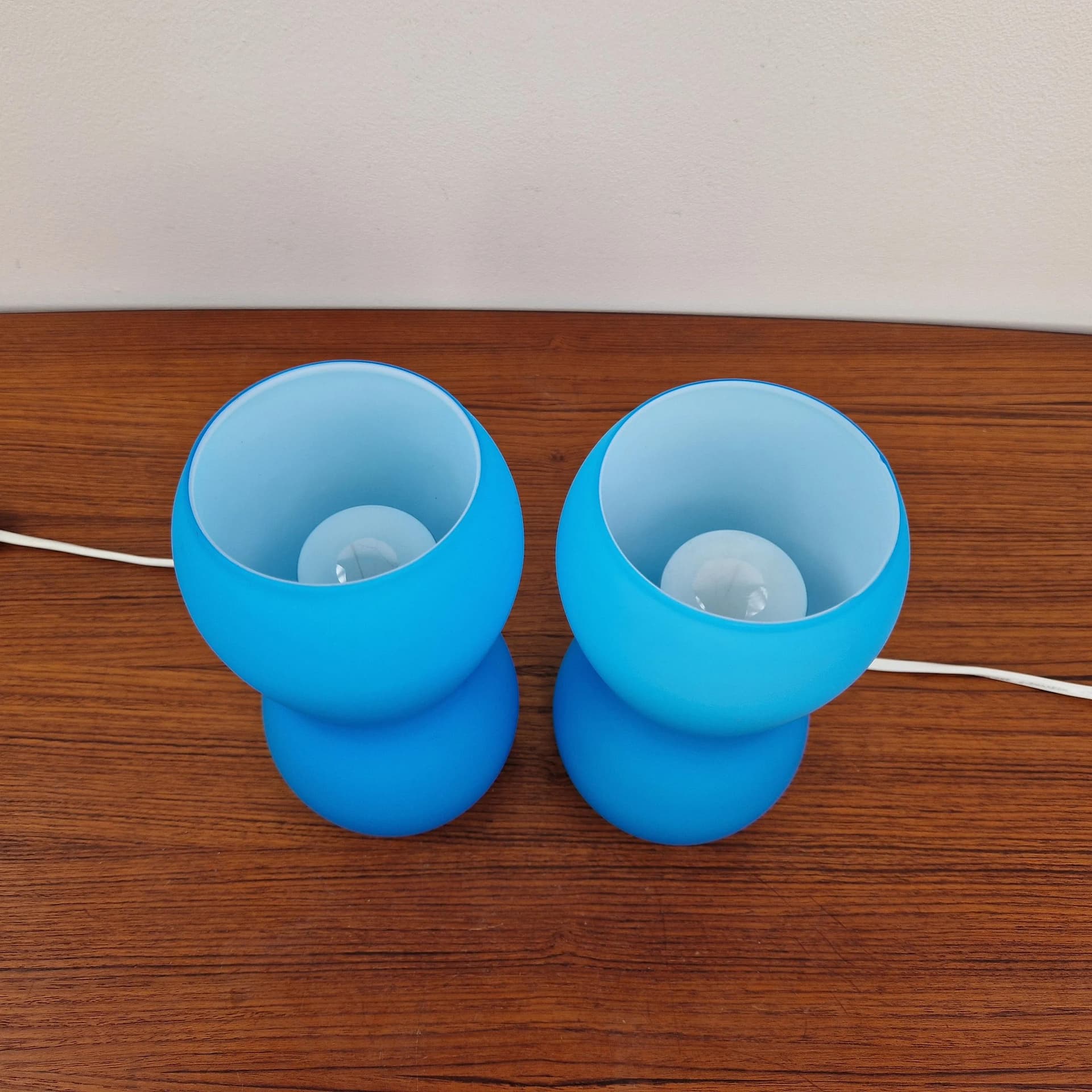 Pair of bedside lamps Kvintant, blue, glass, Ikea, Sweden, 21st c. - 68834