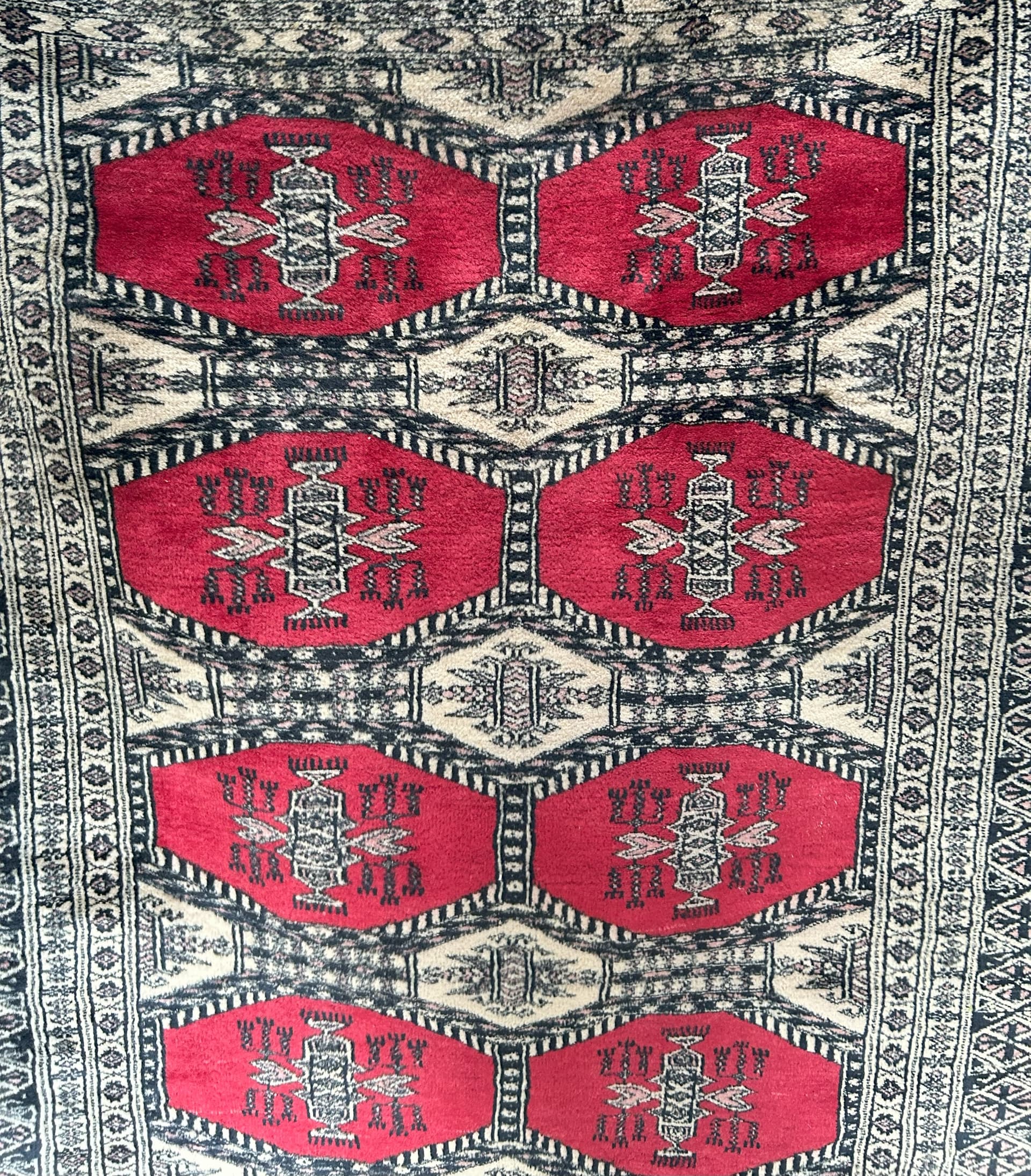 Dywan kaszmirowy, 127x187 cm, czerwony, wełna, Pakistan, lata 70. - 69578