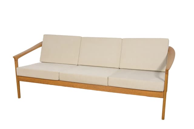 Sofa Monterey, beige, oak, by F. Ohlsson, Sweden, 1960s. - DIMENSION