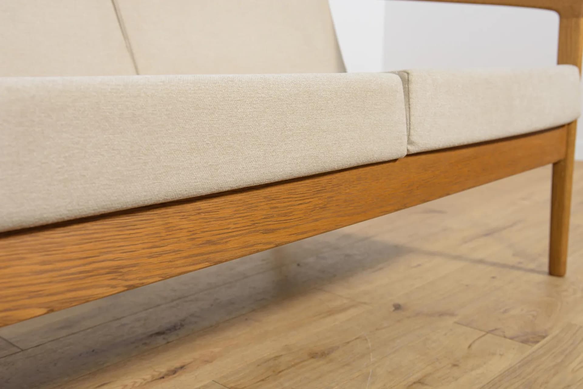 Sofa Monterey, beige, oak, by F. Ohlsson, Sweden, 1960s. - 72179