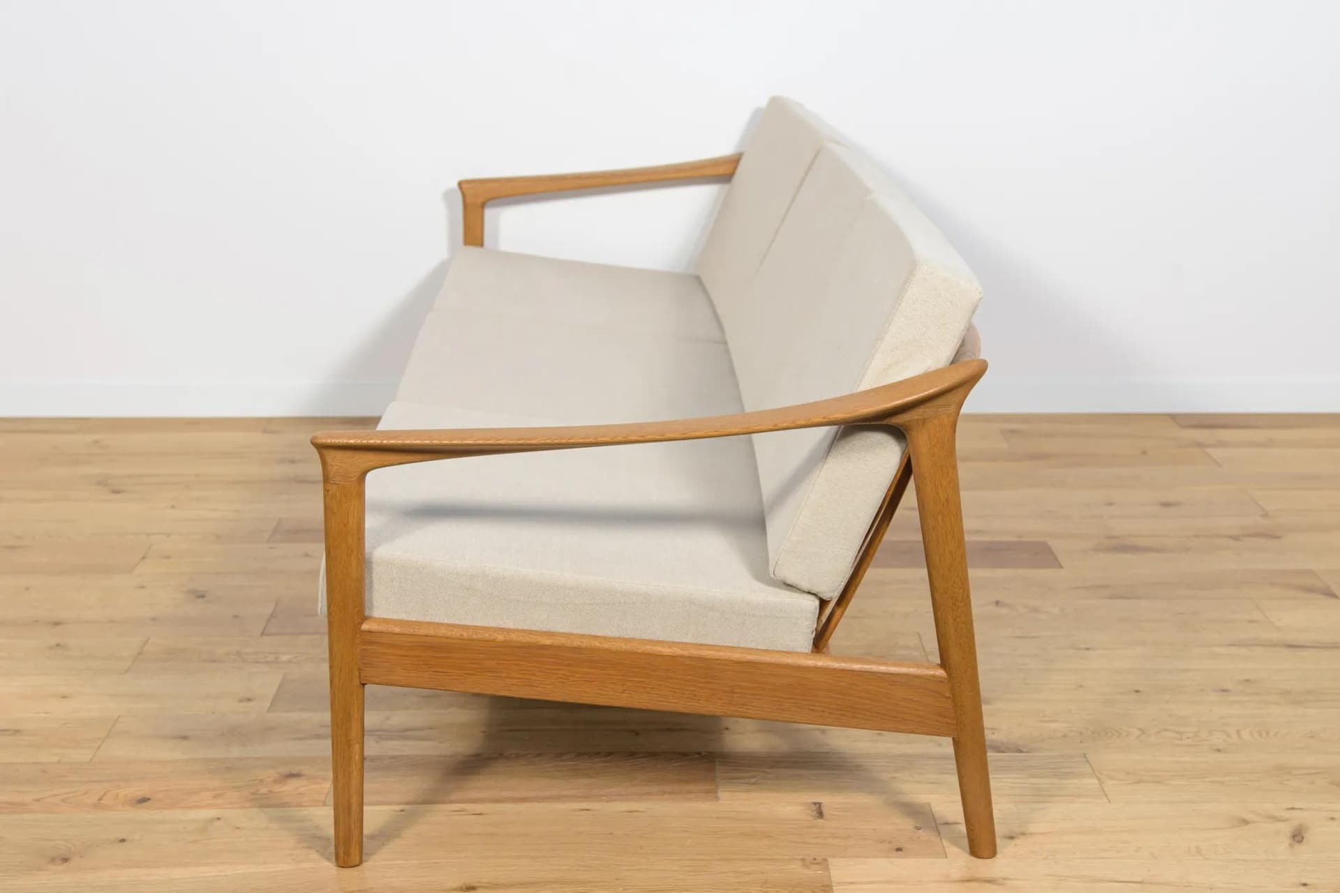 Sofa Monterey, beige, oak, by F. Ohlsson, Sweden, 1960s. - 72173