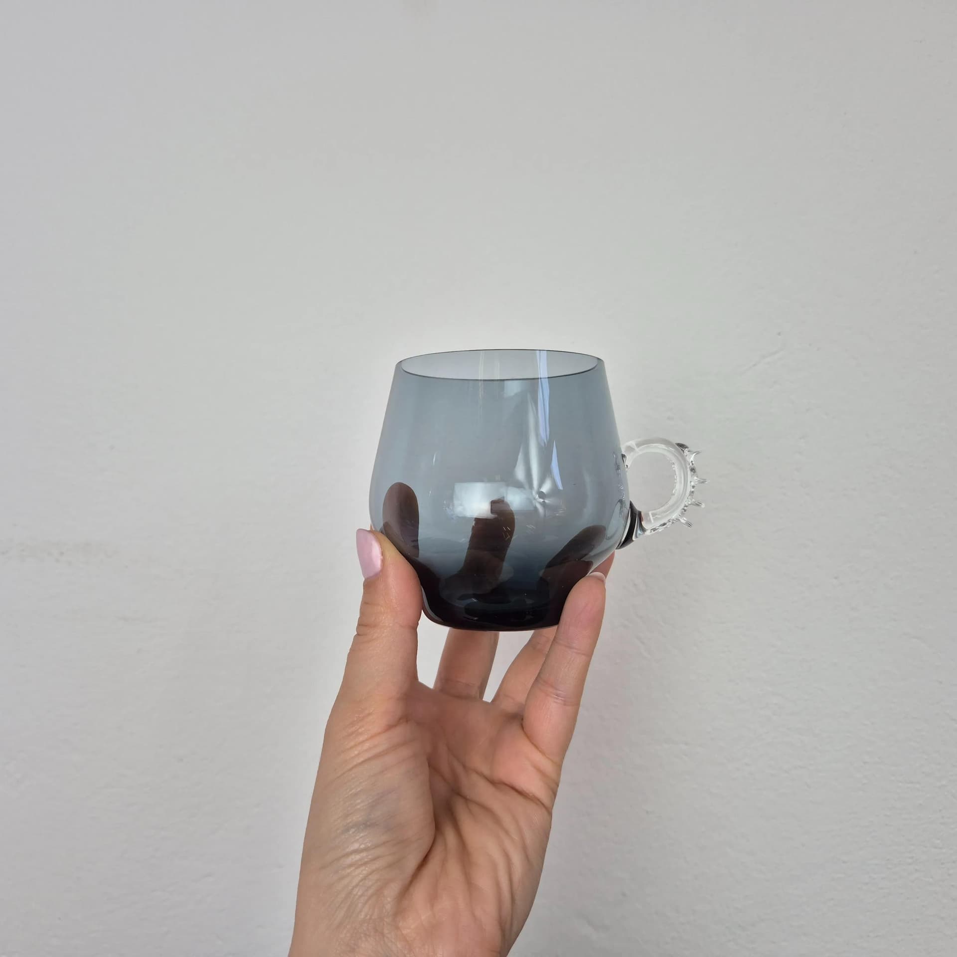 Komplet sześciu szklanek Atlantis, szkło szare, proj. P. Lütken, Holmegaard, Dania, lata 80. - 73168