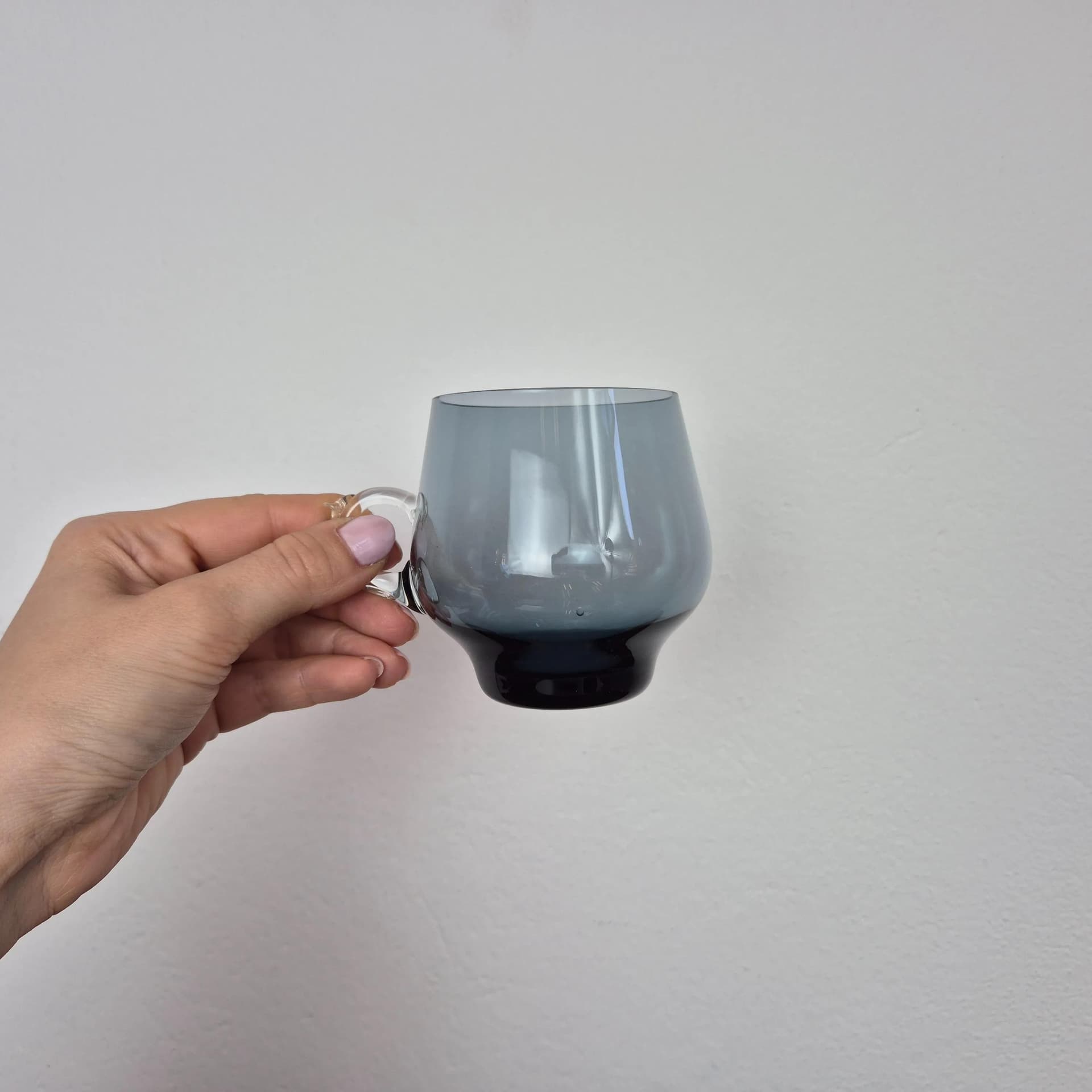 Komplet sześciu szklanek Atlantis, szkło szare, proj. P. Lütken, Holmegaard, Dania, lata 80. - 73169