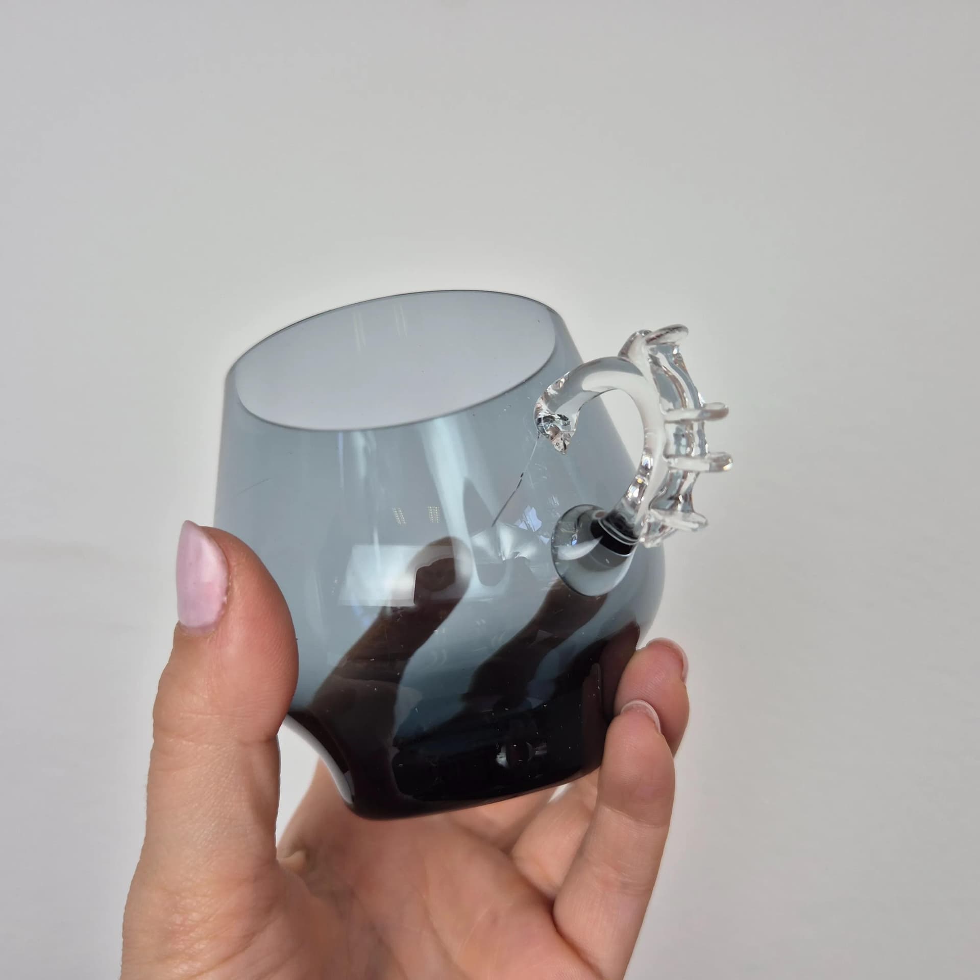 Komplet sześciu szklanek Atlantis, szkło szare, proj. P. Lütken, Holmegaard, Dania, lata 80. - 73174