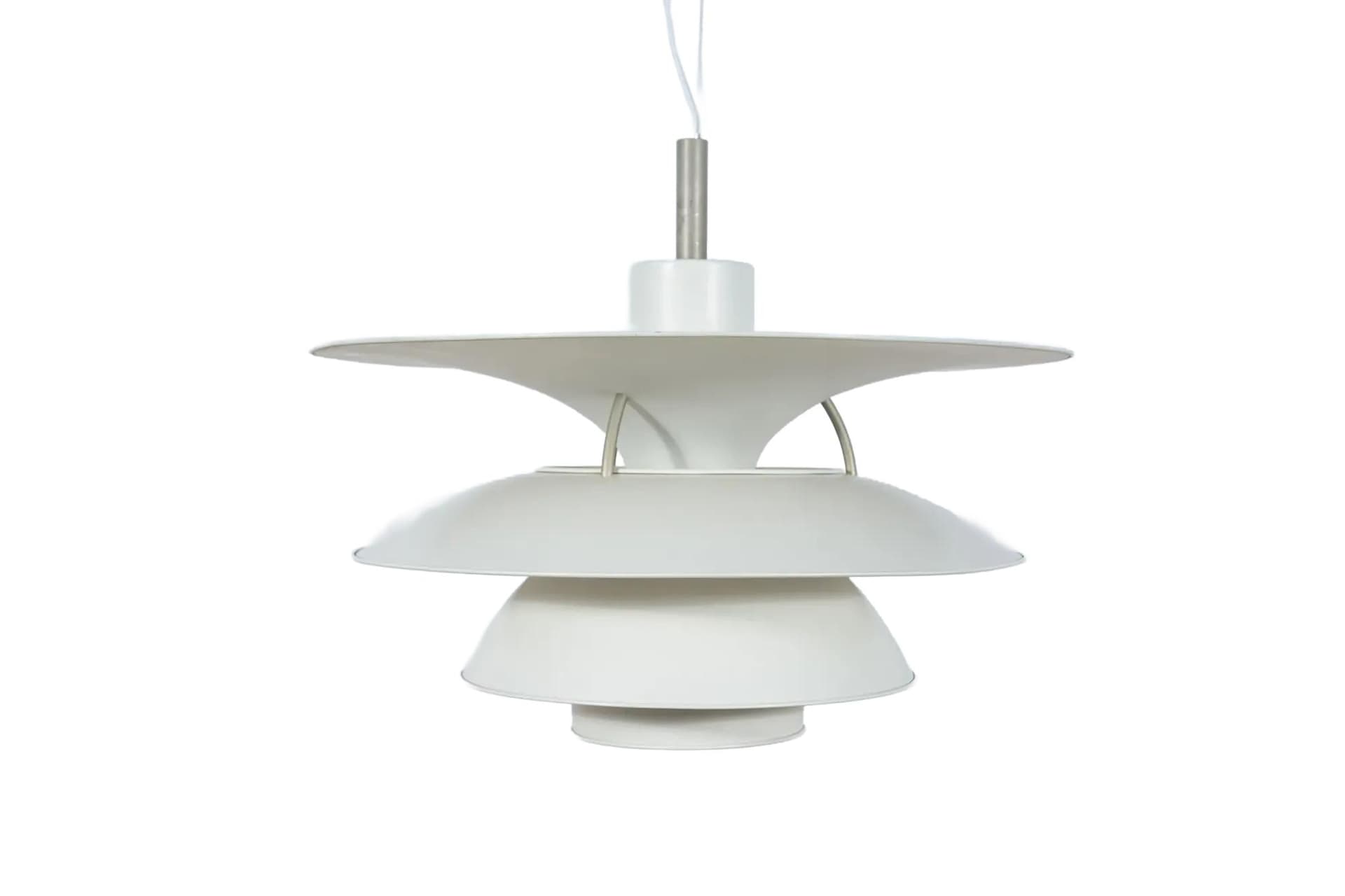 Ceiling lamp Charlottenborg PH 6 1/2-6, white metal, by P. Henningsen, Louis Poulsen, Denmark, 1970s.