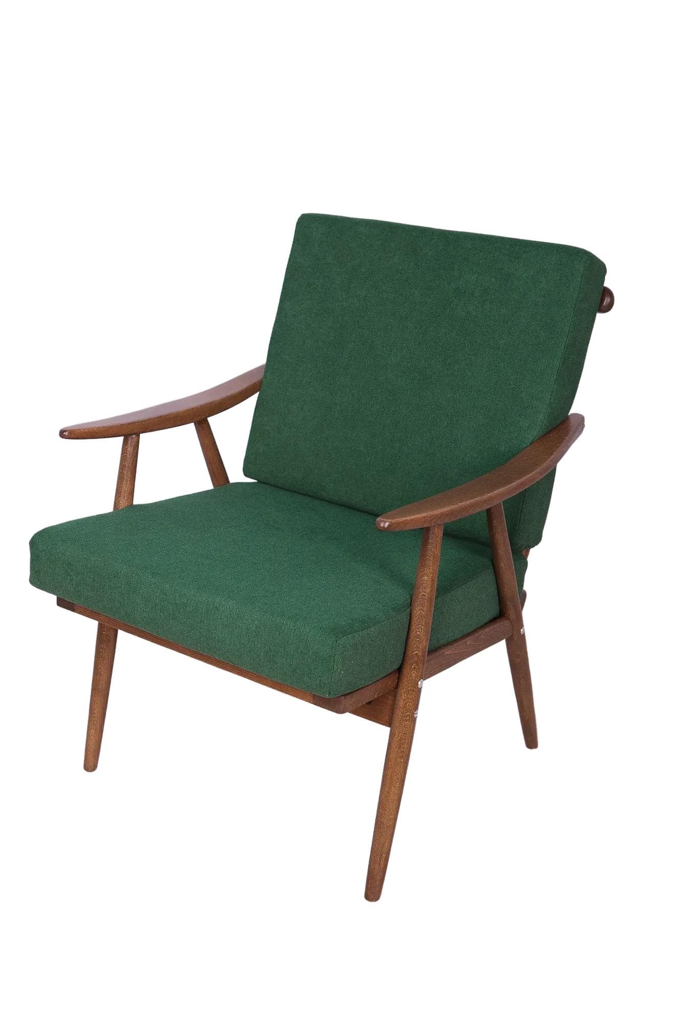 Armchair, bottle green, beech walnut, TON, Czechoslovakia, 1960s.