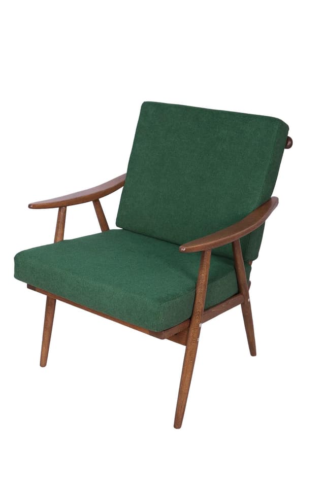 Armchair, bottle green, beech walnut, TON, Czechoslovakia, 1960s. - DIMENSION