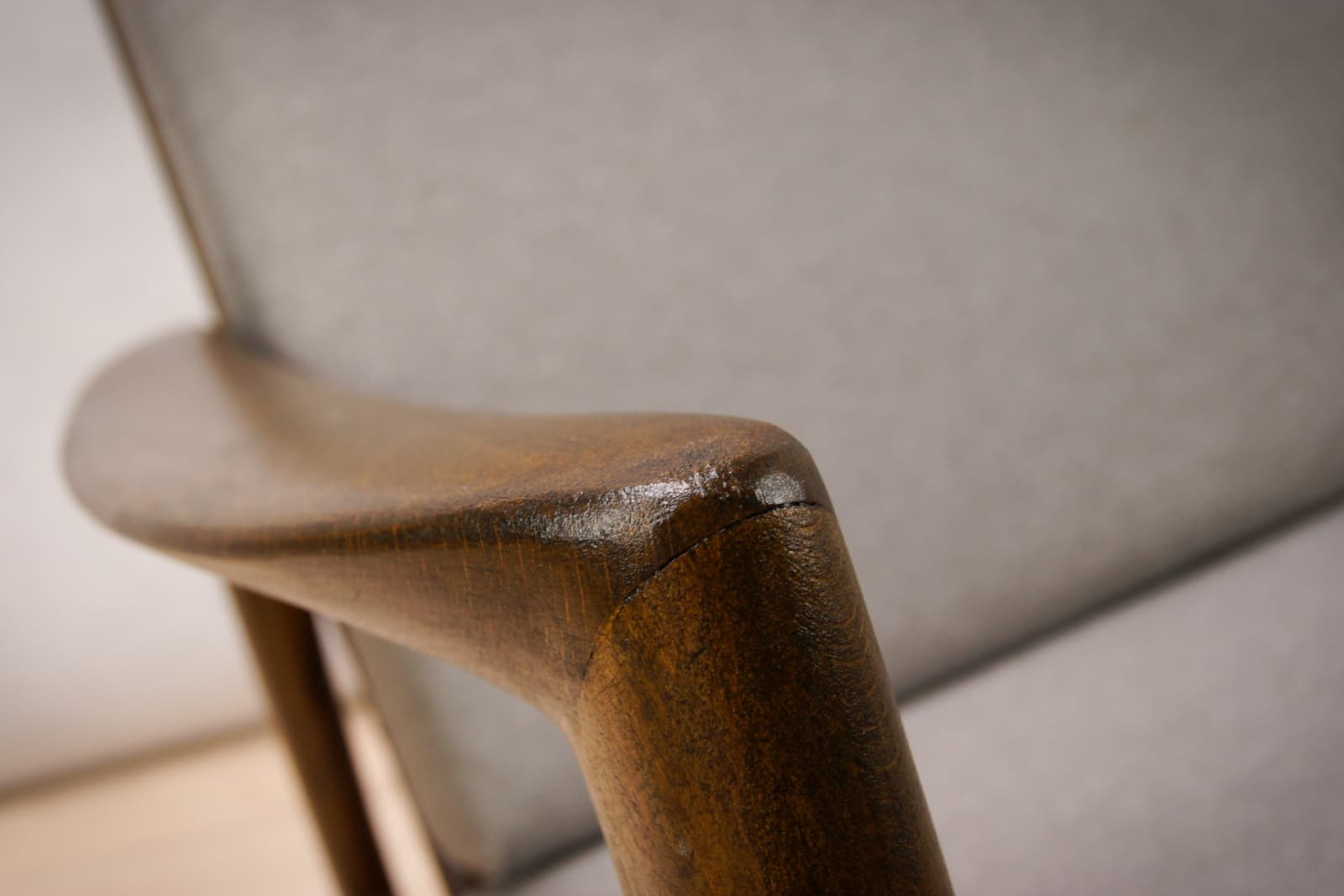 Armchair 300-139, grey, walnut beech, Swarzędzka Fabryka Mebli, Poland, 1960s. - 71838