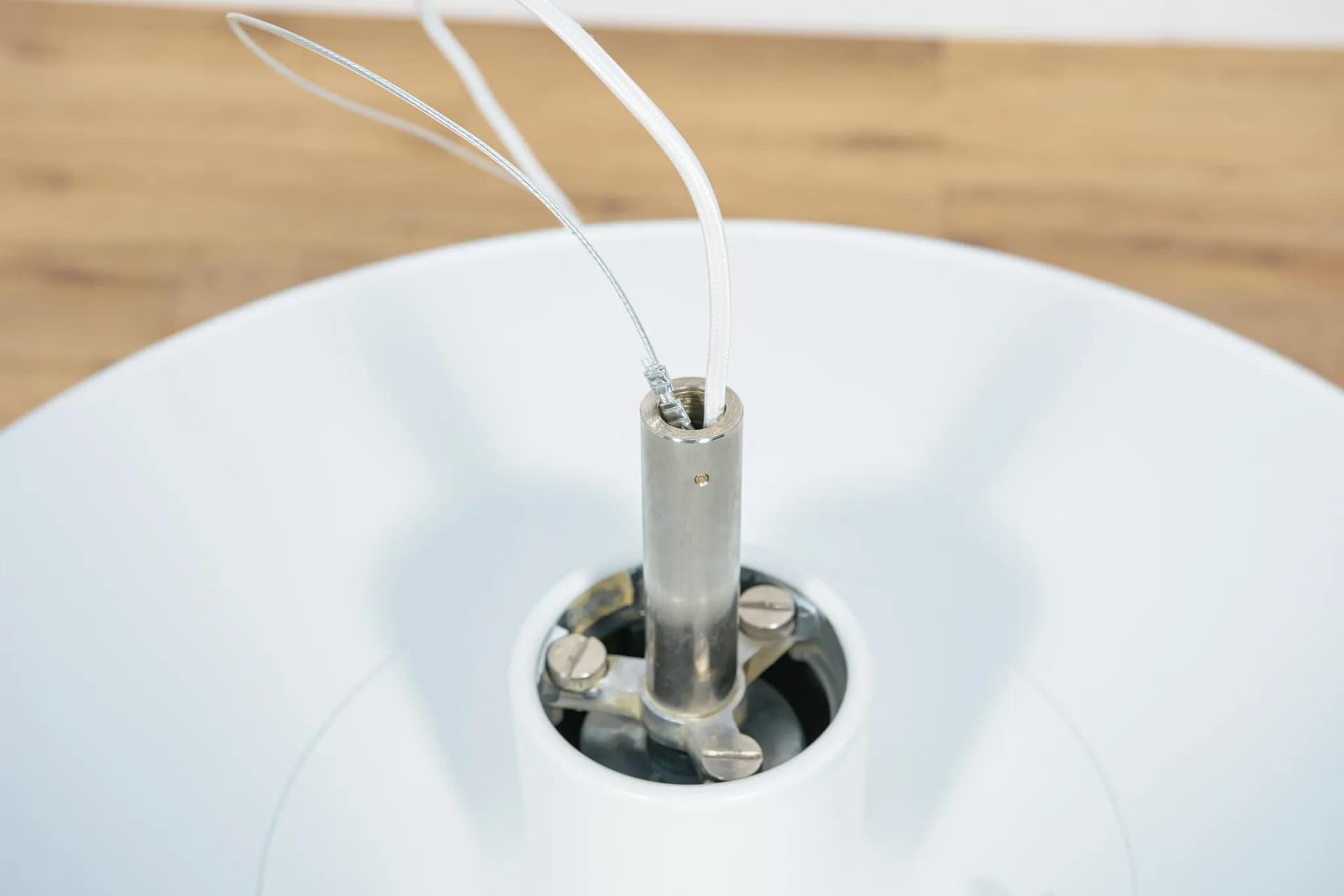 Pendant lamp Charlottenborg PH 6 1/2-6, white aluminium, by P. Henningsen, Louis Poulsen, Denmark, 1970s. - 71801