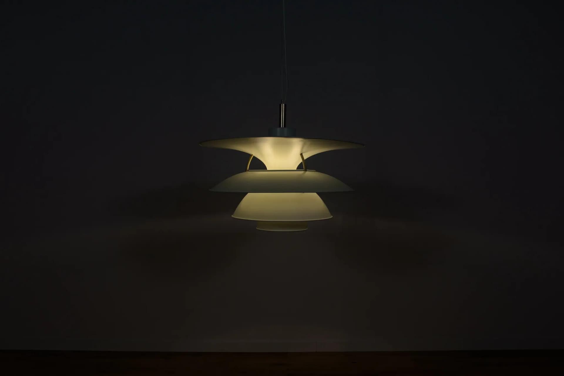 Pendant lamp Charlottenborg PH 6 1/2-6, white aluminium, by P. Henningsen, Louis Poulsen, Denmark, 1970s. - 71796