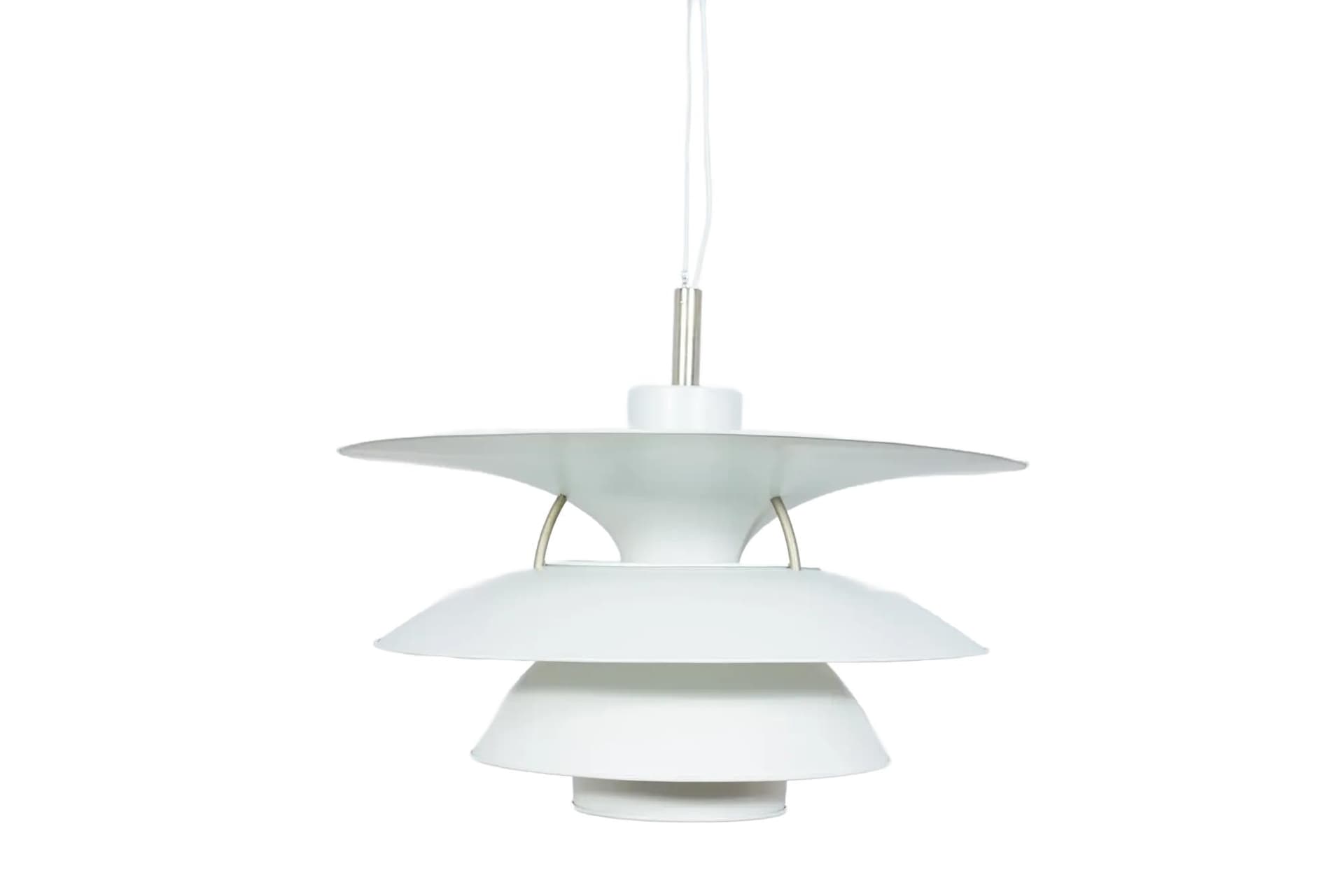 Pendant lamp Charlottenborg PH 6 1/2-6, white aluminium, by P. Henningsen, Louis Poulsen, Denmark, 1970s.