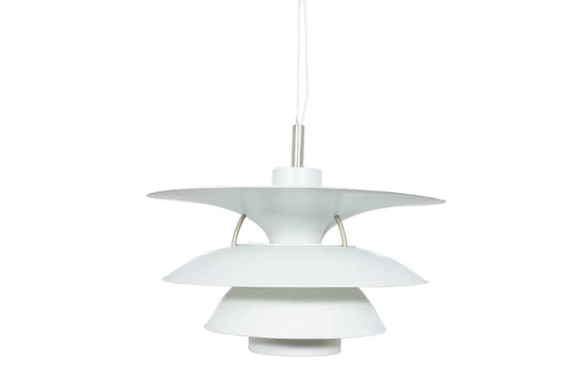 Pendant lamp Charlottenborg PH 6 1/2-6, white aluminium, by P. Henningsen, Louis Poulsen, Denmark, 1970s. - DIMENSION