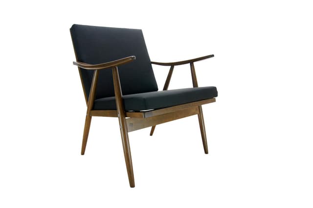 Armchair, walnut beech, black fabric, TON, Czechoslovakia, 1960s. - DIMENSION