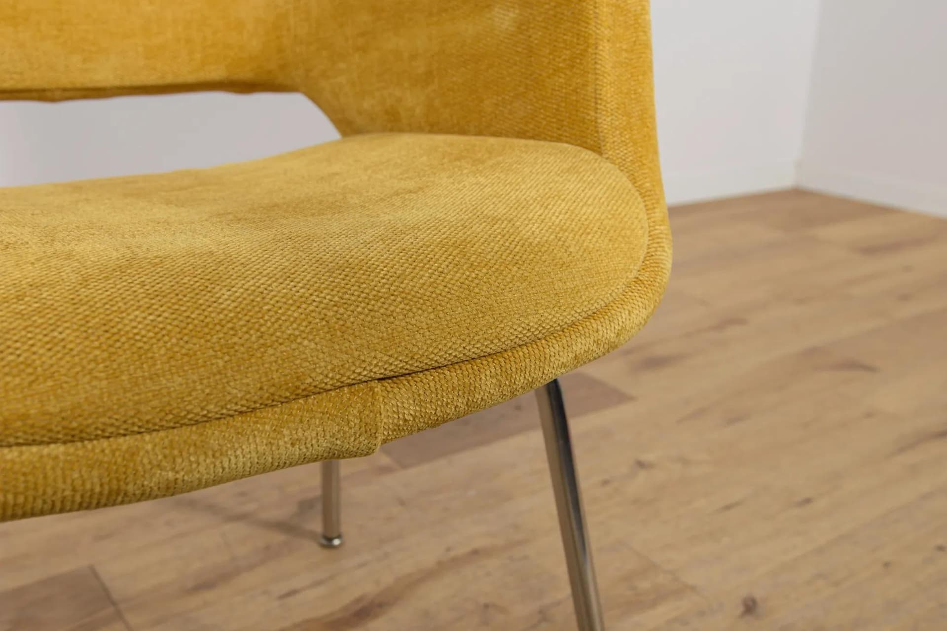Komplet sześciu foteli Kilta, żółta wełna, chrom, proj. O. Mannermaa, Niemcy, lata 70. - 71730