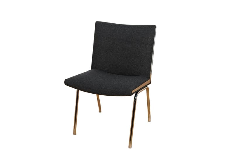 Fotel AP-38 Airport, wełna czarna, stal chromowana, proj. H. Wegner, Dania, lata 50.