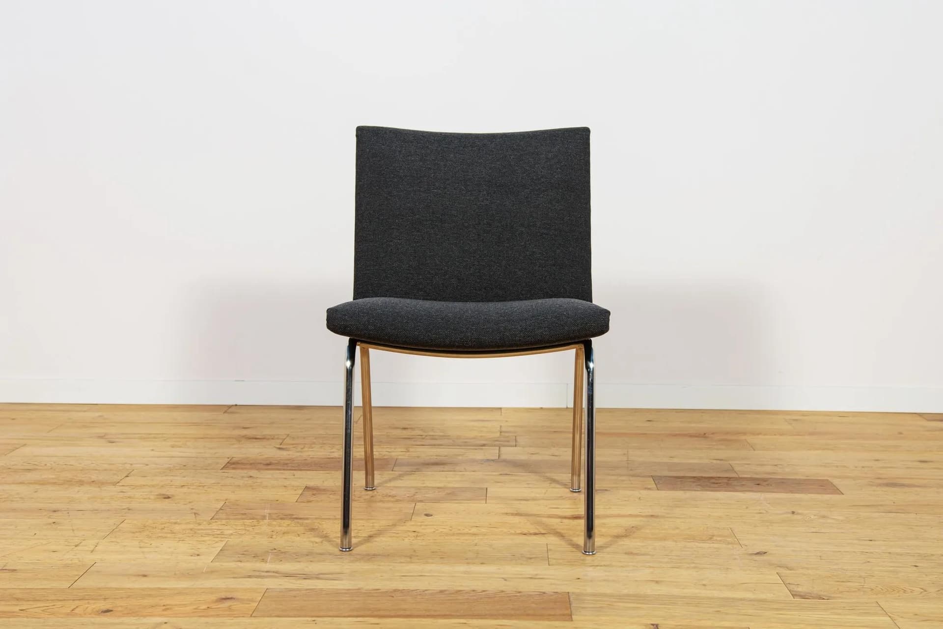 Armchair AP-38 Airport, black wool, chrome steel, by H. Wegner, Denmark, 1950s. - 71717