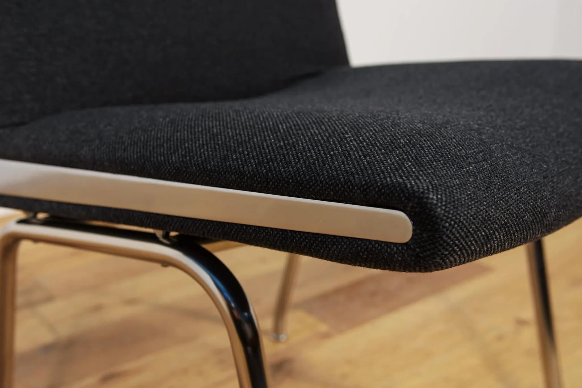 Armchair AP-38 Airport, black wool, chrome steel, by H. Wegner, Denmark, 1950s. - 71724