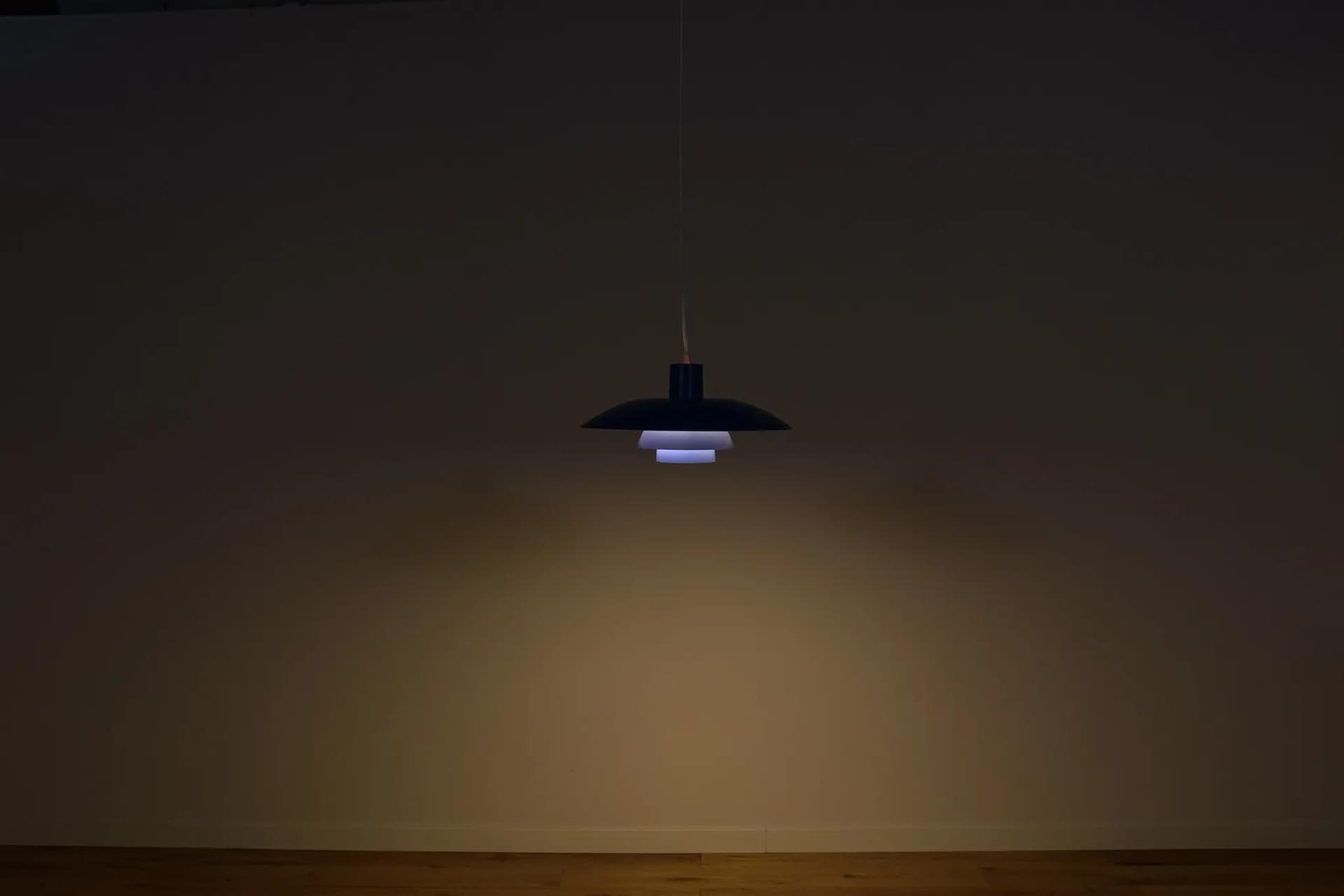 Pendant lamp PH 4/3, blue, metal, by P. Henningsen, Louis Poulsen, Denmark, 1960s. - 71630