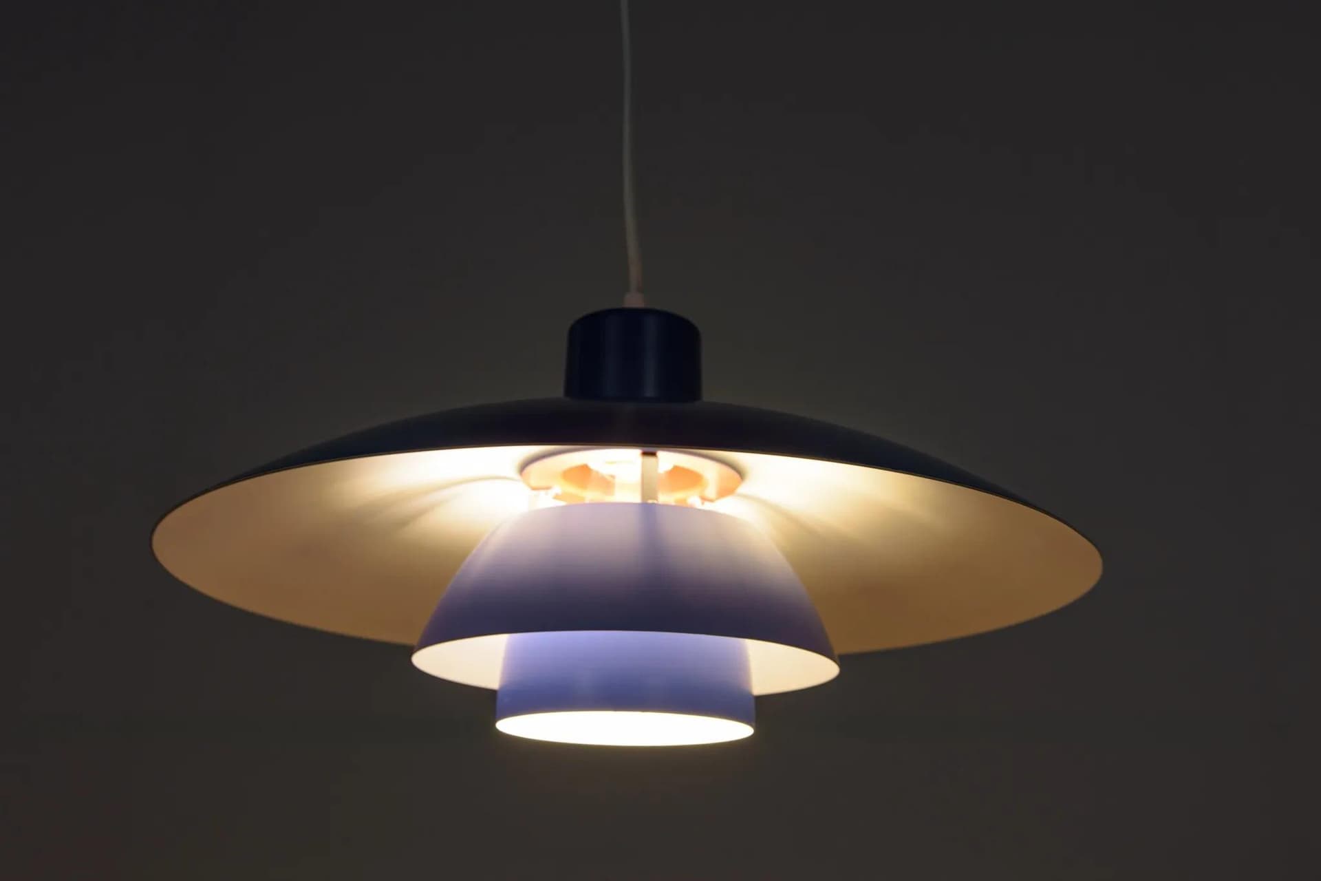 Pendant lamp PH 4/3, blue, metal, by P. Henningsen, Louis Poulsen, Denmark, 1960s. - 71635