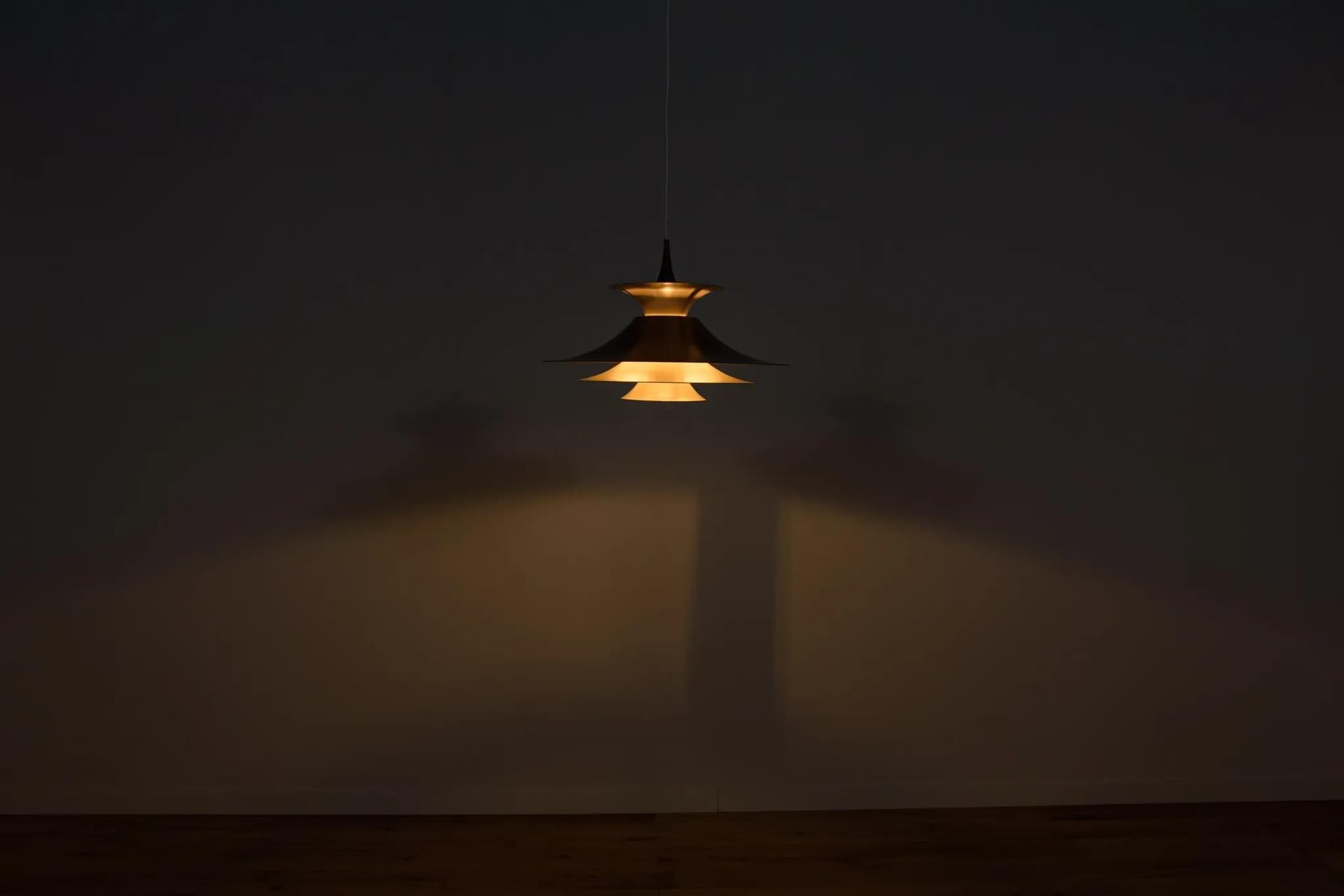 Pendant Lamp Radius I, light brown aluminium, by E. Balslev, Fog & Mørup, Denmark, 1970s. - 71613