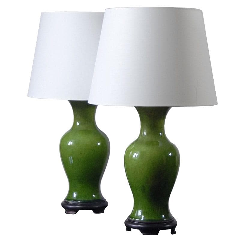 Zielone ceramiczne lampy stołowe, Włochy, lata 70.