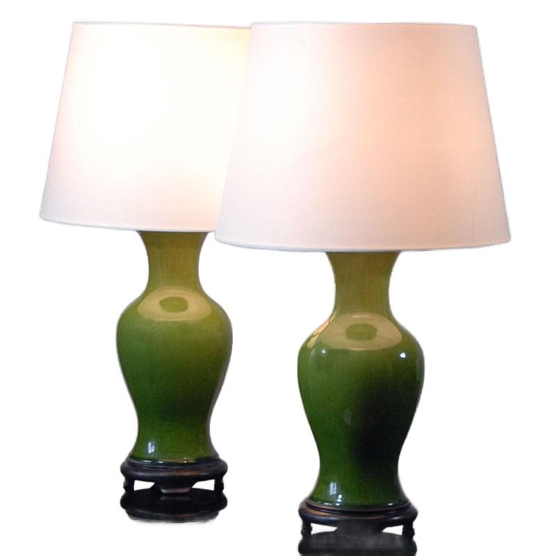 Zielone ceramiczne lampy stołowe, Włochy, lata 70. - 5849