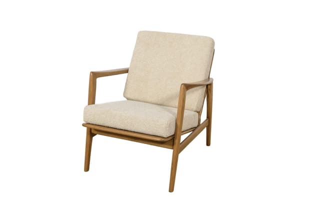 Fotel 300-139, boucle kremowy, buk brązowy, Swarzędzka Fabryka Mebli, Polska, lata 60. - WYMIARY