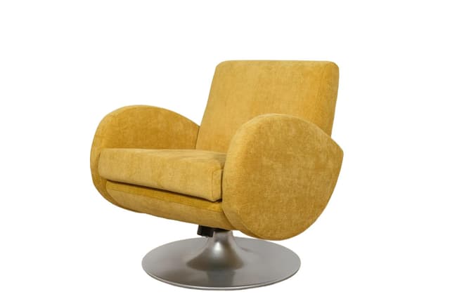 Swivel Armchair Mid Century, yellow fabric, metal, Denmark, 1960s. - DIMENSION