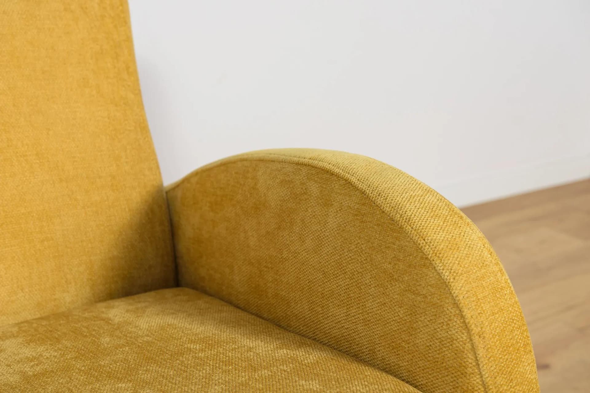 Swivel Armchair Mid Century, yellow fabric, metal, Denmark, 1960s. - 71097